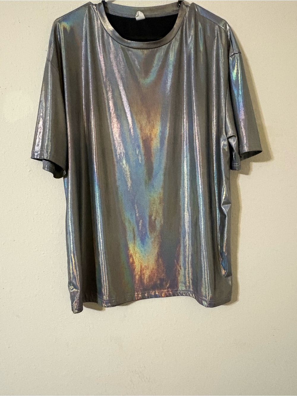 Women’s Iridescent Metallic Short-Sleeve Shirt - Silver
